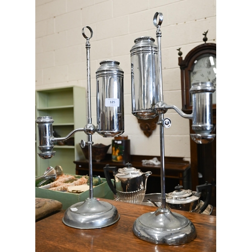 125 - Two chrome adjustable oil lamps f/r