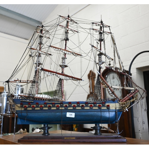 126 - A painted wood ship model 'The Temeraire 1664', (f/r)