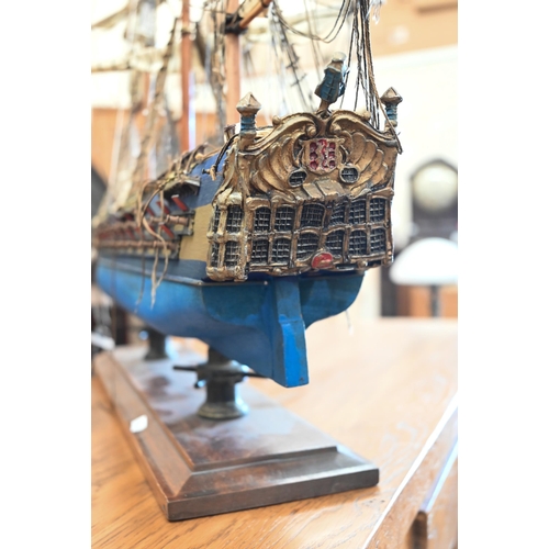 126 - A painted wood ship model 'The Temeraire 1664', (f/r)