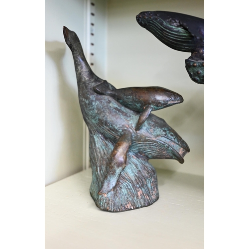 131 - J - Three 'Abbott' bronze marine animal sculptures to/w another similar example (4)