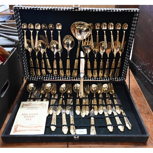 156 - A boxed Italian gold-plated set of flatware and cutlery