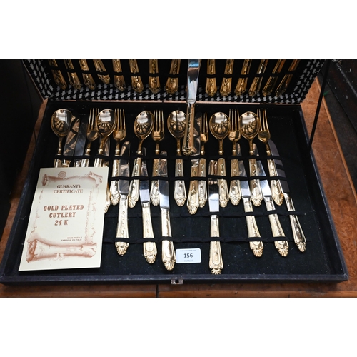 156 - A boxed Italian gold-plated set of flatware and cutlery