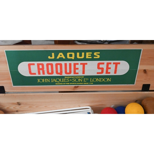 176 - A modern Jacques croquet set in pine box