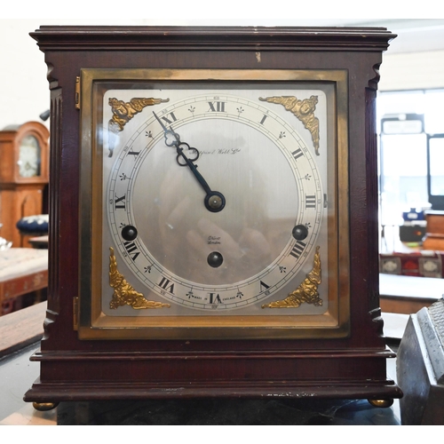 177 - A boxed Garrards retailed mantel clock (1980) to/w a Mappin & Webb retailed clock and an America... 