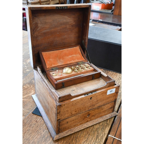 185 - A Loftus (Oxford St, London) Syke's Hydrometer in fitted case, to/w an antique mahogany collector's ... 