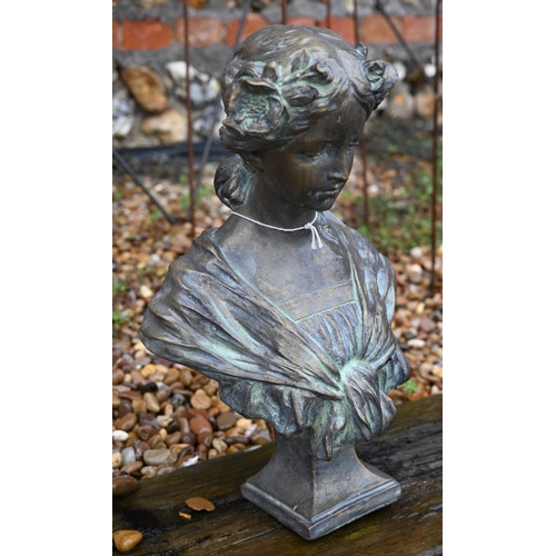 19 - A bronzed cast composite bust of a lady, 50 x 30 cm