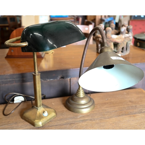 206 - Two brass desk lamps (2)