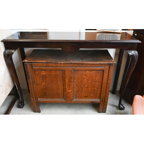 224 - A Georgian style mahogany console table on acanthus carved cabriole supports with ball and claw feet... 