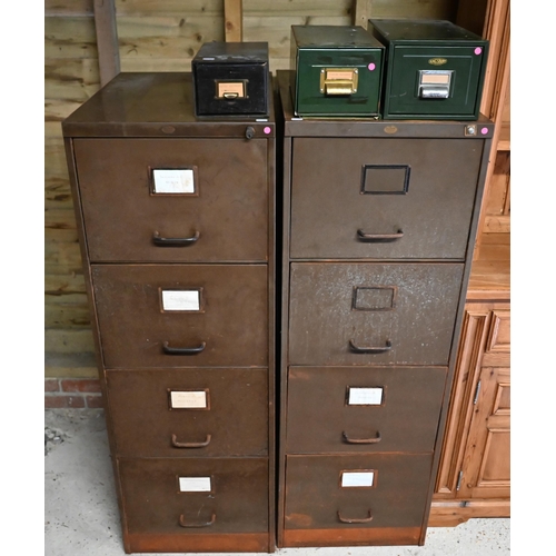 549 - A pair of 'Art Metal Steel Office Furniture' four drawer filing cabinets to/w three index card filer... 