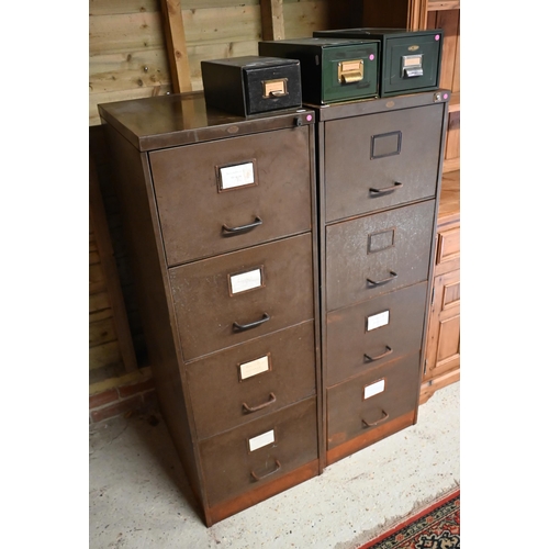 549 - A pair of 'Art Metal Steel Office Furniture' four drawer filing cabinets to/w three index card filer... 