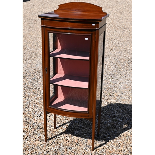 552 - An Edwardian walnut inlaid glazed display cabinet, 58 cm wide x 40 cm deep x 140 cm high