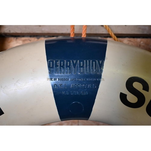 555 - A pair of vintage 'Perrybuoy' Escombe Fleet Support (Southampton) life rings, 75 cm diam (2)