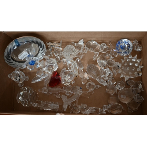 61 - E - Thirty-seven various Swarovski crystal glass animals and other ornaments and a Swarovski circula... 