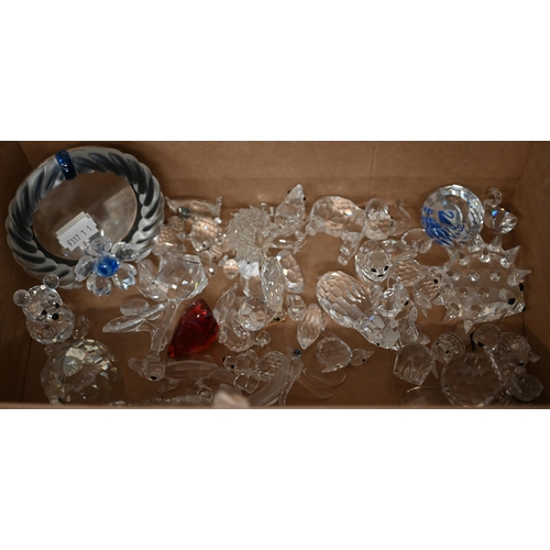 61 - E - Thirty-seven various Swarovski crystal glass animals and other ornaments and a Swarovski circula... 