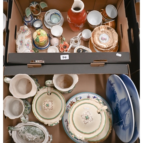 74 - Two boxes of decorative ceramics etc