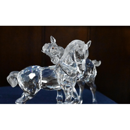 79 - D - Swarovski crystal glass 'Wild Horses' and dragon figures, both boxed to/w unboxed Swarovski 'Lin... 