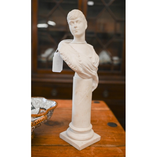 83 - A Victorian Minton parian bust of Princess Victoria Mary of Teck (latterly Queen Mary), by W Tyler, ... 