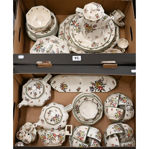 85 - A Royal Doulton 'Old Leeds Spray' pottery dinner/tea/coffee service (2 boxes)