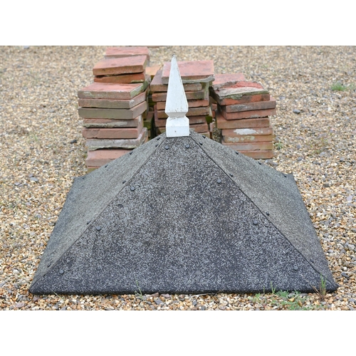 48 - A pitched felt covered dovecote roof with painted finial, 90 x 90 x 60 cm high