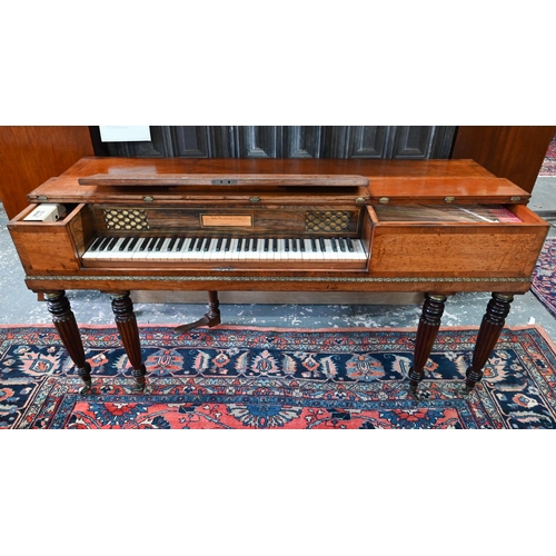 851 - John Broadwood & Sons, a late Georgian square piano, mahogany and rosewood cased with gilt metal... 