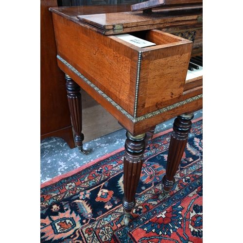 851 - John Broadwood & Sons, a late Georgian square piano, mahogany and rosewood cased with gilt metal... 