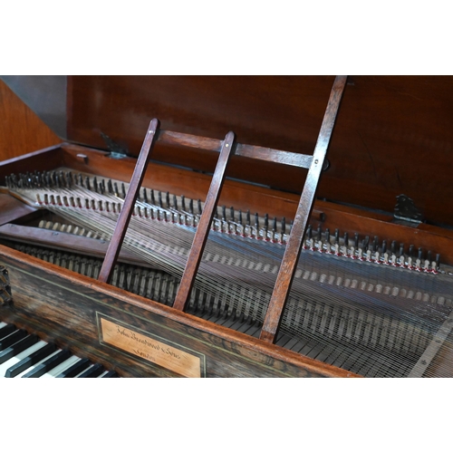 851 - John Broadwood & Sons, a late Georgian square piano, mahogany and rosewood cased with gilt metal... 