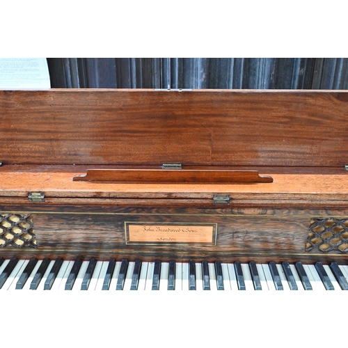 851 - John Broadwood & Sons, a late Georgian square piano, mahogany and rosewood cased with gilt metal... 