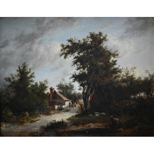 729 - George Burnell Willcock (1811-1852) - Cottage and woodland, oil on canvas, 28 x 34 cm