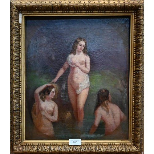 789A - W Etty (1787-1849) attrib - The Bathers, oil on canvas, 40 x 34.5 cm