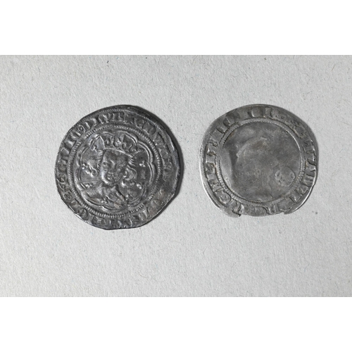 1063 - An Edward III groat 1327 - 1377, to/w a 1575 Elizabeth I sixpence (2)