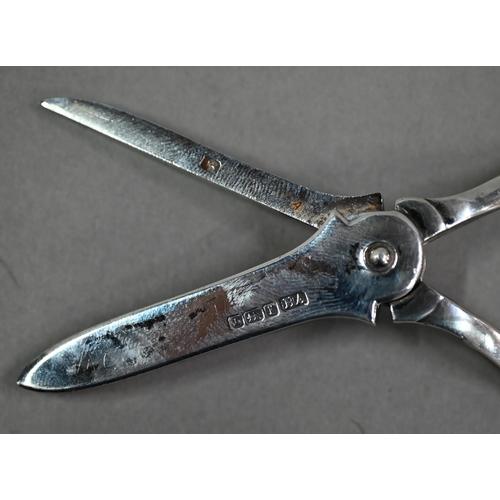 106 - An Edwardian pair of silver grape scissors, Atkin Brothers, Sheffield 1909, 3.5oz