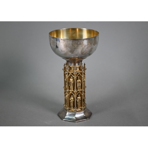 109 - An Aurum silver commemorative goblet with gilt stem, 800th anniversary of Wells Cathedral, Hector Mi... 