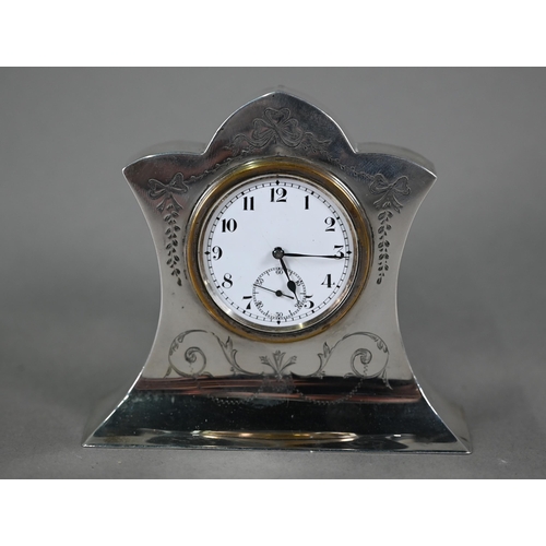 126 - A silver-cased boudoir clock with Swiss movement, Joseph Gloster Ltd, Birmingham 1921, 9cm high