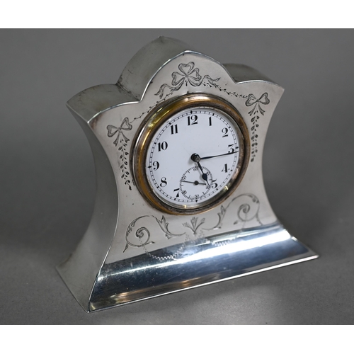 126 - A silver-cased boudoir clock with Swiss movement, Joseph Gloster Ltd, Birmingham 1921, 9cm high