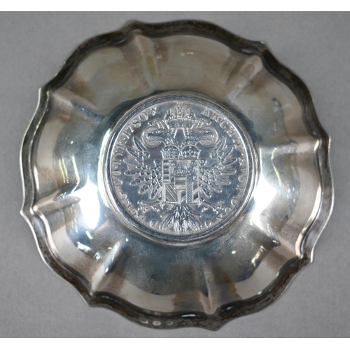 154 - A small silver and enamel powder compact mounted with marcasite, London import 1931 (apparently unus... 