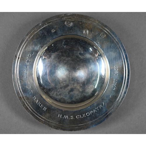 162 - A small silver Armada dish, London 1975 and a smaller example 1988, a small ashtray and a pin-dish, ... 