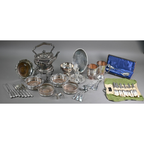 17 - Two pairs of electroplated bottle coasters and a single example, to/w other electroplated wares incl... 