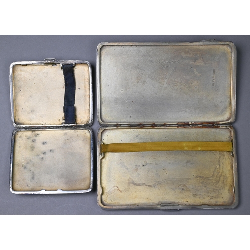 179 - A heavy quality engine-turned silver cigarette case, Ernest W. Haywood, Birmingham 1946, to/w an sma... 