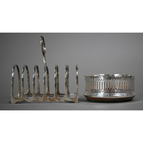 189 - A silver six-division toast rack, James Dixon & Sons Ltd, Sheffield 1918, 3.6oz, to/w a pair of ... 