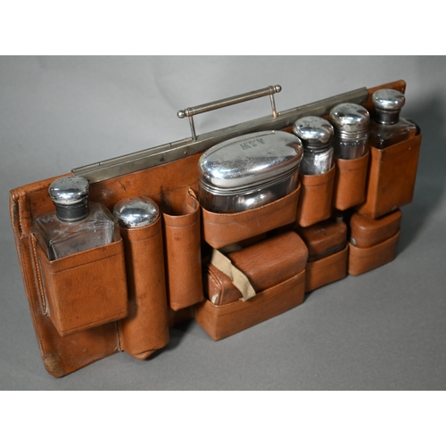 197 - An Edwardian leather suitcase with silver-mounted and other fittings, Thomas Jones Watson, London 19... 