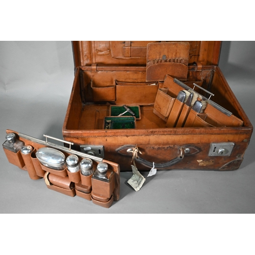 197 - An Edwardian leather suitcase with silver-mounted and other fittings, Thomas Jones Watson, London 19... 