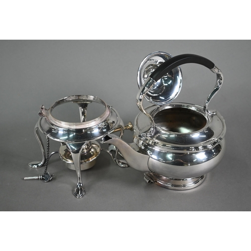21 - A Mappin & Webb Prince's Plate kettle on stand to/w a Harrods oval platter with gadrooned rim (2... 