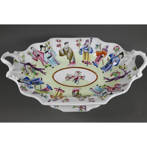 235 - A Victorian Copeland 7-piece porcelain desert service, enamelled with chinoiserie immortal figures