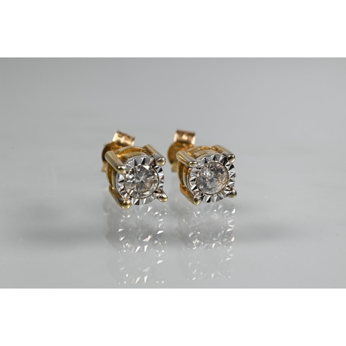 238 - A pair of diamond stud earrings for pierced ears, the round brilliant cut diamond in collet setting,... 