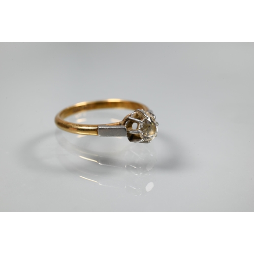 269 - A single stone diamond ring in claw setting, 18ct and platinum set, size P to/w another diamond ring... 