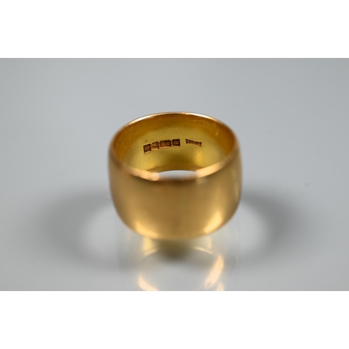 274 - A wide 22ct yellow gold wedding band, size O, approx 14.2g