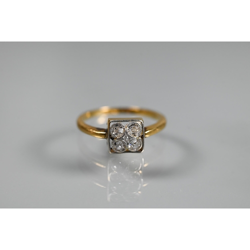 286 - An Edwardian square diamond cluster ring, 18ct yellow gold set, size M