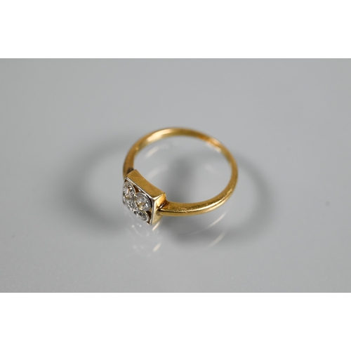 286 - An Edwardian square diamond cluster ring, 18ct yellow gold set, size M