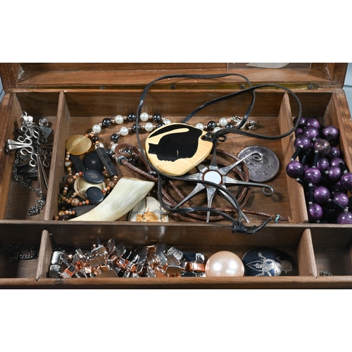 302 - Two boxes of mixed costume jewellery, some designer pieces including Monet, and comprising bead neck... 