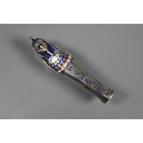 313 - A 9ct divers helmet charm to/w a propelling pencil in the form of a sarcophagus, white metal with po... 